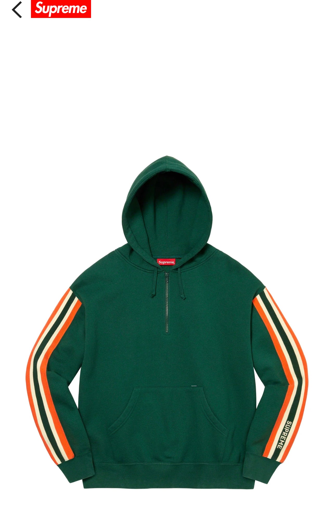 STRIPE SLEEVE HALF ZIP HOODED Supreme