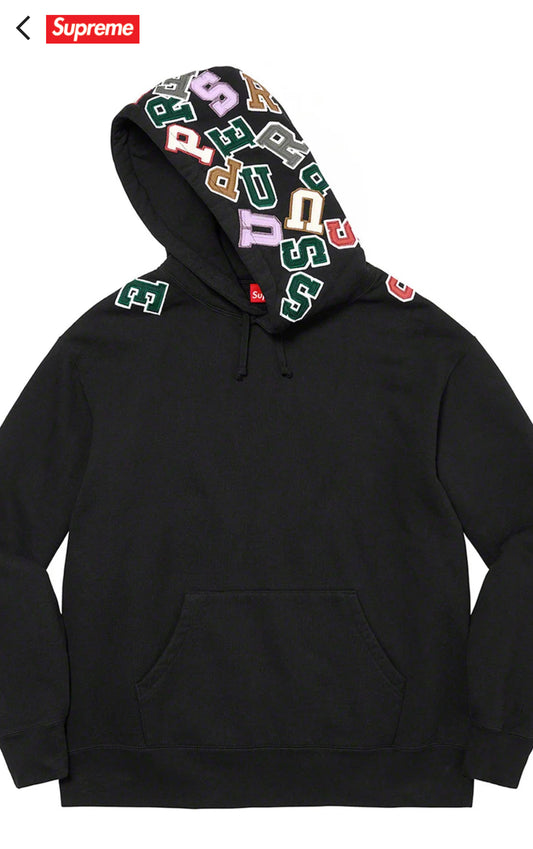 Supreme Scattered Appliqué Hooded Sweatshirt black Large